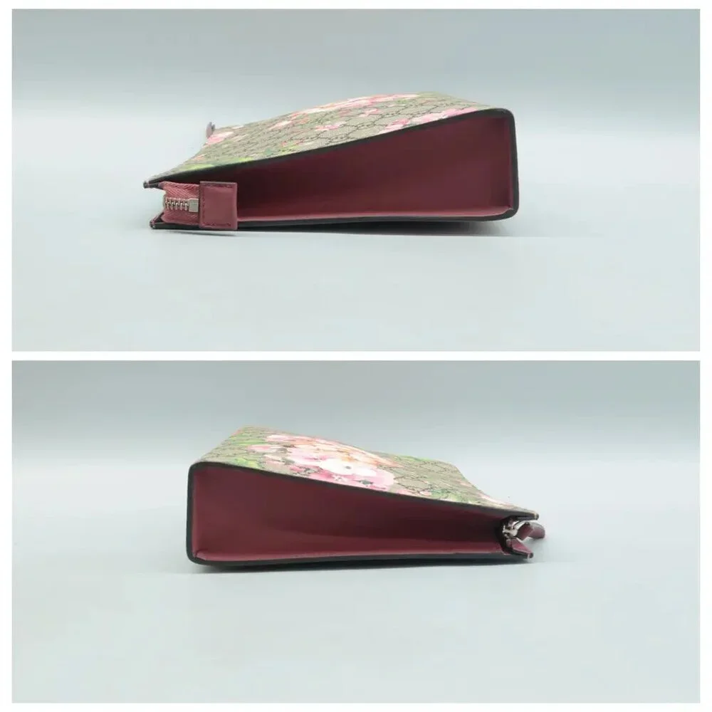 100% Authentic GUCCI Blooms Brown Canvas Clutch Bag 550-091524 - Picture 4 of 12